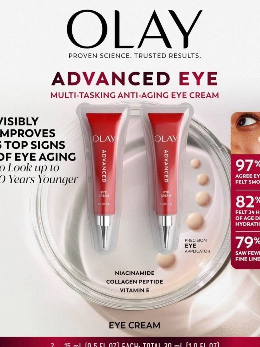 OLAY Advanced Eye Cream - Red and Silver Precision Applicator